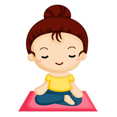 Sağlıklı Yaşam Tarzı Yogası Yapan Çocuklar Egzersiz Çizgi Film Çizimi Vektörü Clipart Çıkartma Arkaplanı