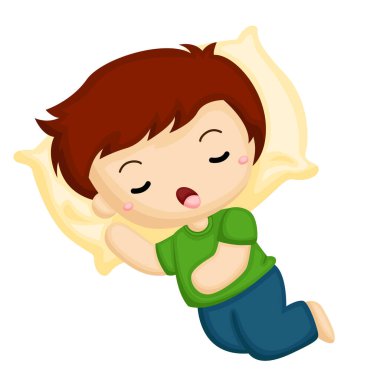 Sağlıklı Yaşam Tarzı Yapan Çocuklar Uyuyan Aktif Çizgi Film Çizimi Vektör Clipart Çıkartma Arkaplanı