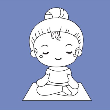 Sağlıklı Yaşam Tarzı Yogası Yapan Çocuklar Etkinlik Karikatürü Dijital Damga Özeti