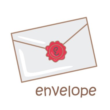 Zarf Sözcük Hazinesi Okul Dersi Çizim Vektörü Clipart Yapıştırma Arkaplanı Dekorasyonu için E Alfabesi