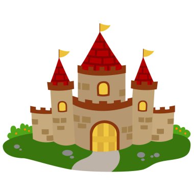 Büyük Kral Kale Çizgi Film Çizimi Vektörü Clipart Yapıştırma Arkaplanı