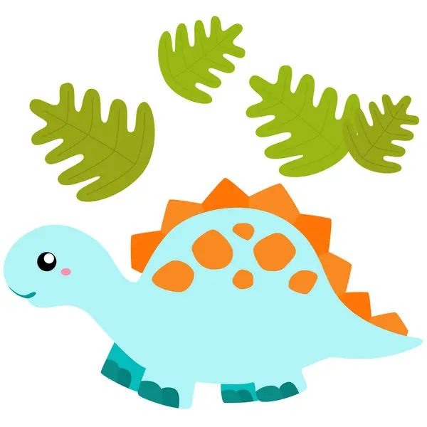 stock vector Blue Dinosaur Ancient Animal and Kids Cartoon Illustration Vector Clipart Sticker Decoration Background Art