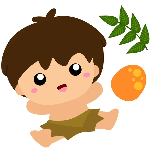 stock vector Cute Ancient Kids Boy Cartoon Illustration Vector Clipart Sticker Decoration Background Art