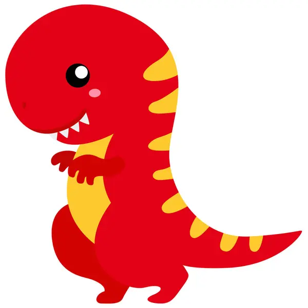 Dinosaur Rouge Dessin Animé Animal Illustration Vectoriel Clipart Autocollant Décoration — Image vectorielle