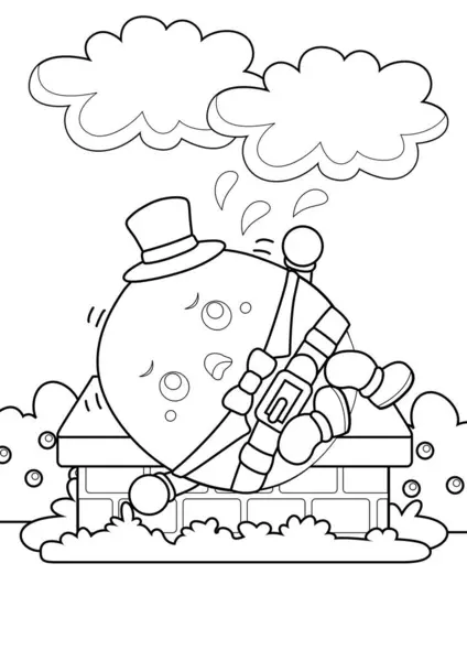 Cute Classic Bedtime Stories Humpty Dumpty Egg Cartoon Coloring Activity — Stock Vector