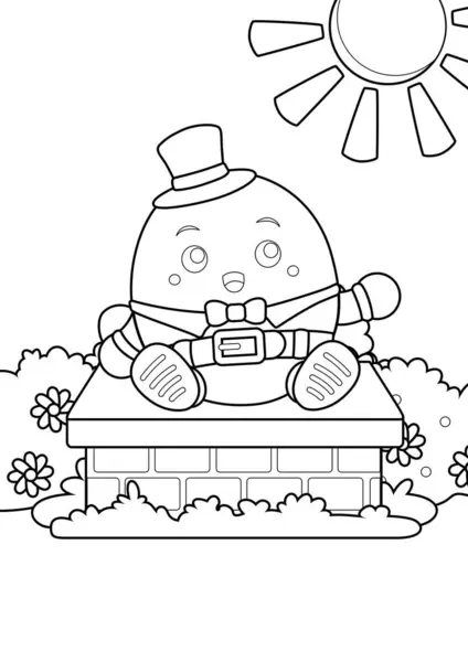 Cute Classic Bedtime Stories Humpty Dumpty Egg Cartoon Coloring Activity — Stock Vector