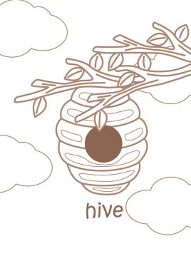 Hive Kelime Hazinesi Okulu için H harfi Çocuklar ve Yetişkinler için Çizgi Film Renklendirme Etkinliği