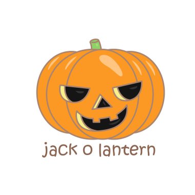 Alphabet J For Jack O Lantern Vocabulary School Lesson Cartoon Illustration Vector Clipart Sticker Decoration Background clipart