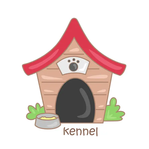 stock vector Alphabet K For Kennel Vocabulary School Lesson Cartoon Illustration Vector Clipart Sticker Decoration Background