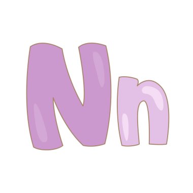 Sözcük Hazinesi Okul Dersi için N alfabesi Çizim Vektörü Clipart Çıkartma Arkaplanı