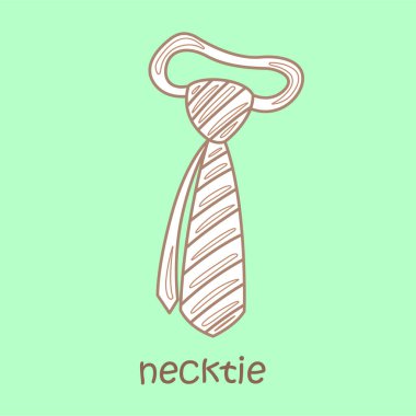 Necktie Kelime Hazinesi Okul Dersi 'nin N Alfabesi Dijital Mühür Özeti