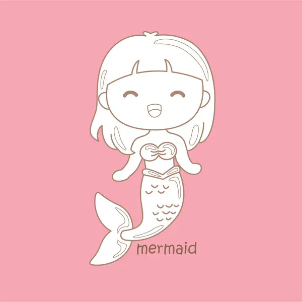 stock vector Alphabet M For Mermaid Vocabulary School Lesson Cartoon Digital Stamp Outline