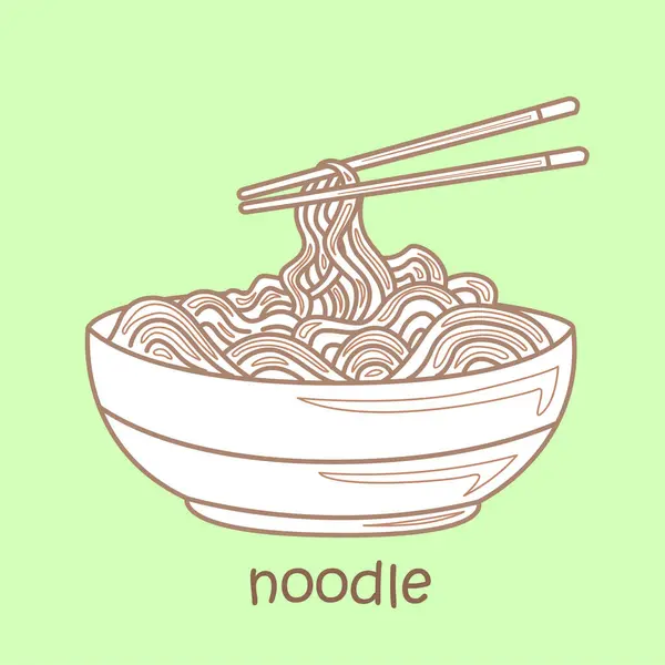 stock vector Alphabet N For Noodle Vocabulary School Lesson Cartoon Digital Stamp Outline
