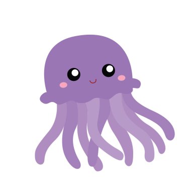 Denizanası Sualtı Hayvanları Çizgi Film Çizim Vektörü Clipart Yapıştırma Arkaplanı