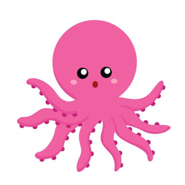 Ahtapot Sualtı Hayvanı Balık Çizgi Filmi Vektör Clipart Yapıştırma Arkaplanı