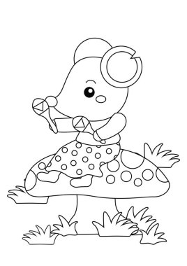 Cute Mouse Animal Musicians Playing Music Show Instrument Melody Cartoon Coloring Activity School for Kids and Adult clipart