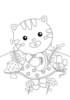 Sevimli Kedi Hayvan Müzisyenleri Müzik Şovu Enstrümanı Melodisi Çizgi Film Çocuklar ve Yetişkinler İçin Renklendirme Etkinliği Okulu