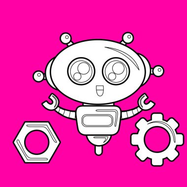 Şirin Bozuk Tamir Mekanik Robot Sistemi Makine Teknolojisi Çizgi Filmi Dijital Damga Hattı