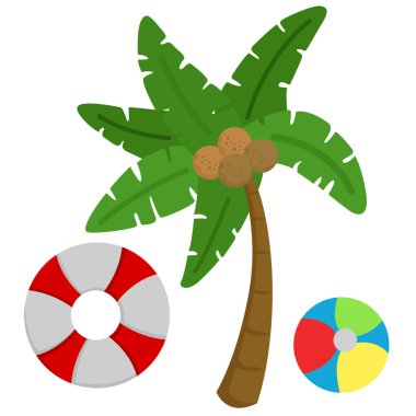 Hindistan cevizi Ağacı Sahil Görünümü Çizgi Film Çizim Vektörü Clipart Yapıştırma Arkaplanı