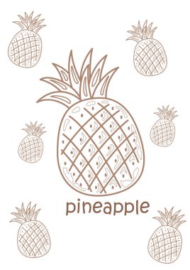 Pineapple Kelime Hazinesi Okulu Etkinlik Çizgi Filmi Çocuklar ve Yetişkinler İçin Boyama