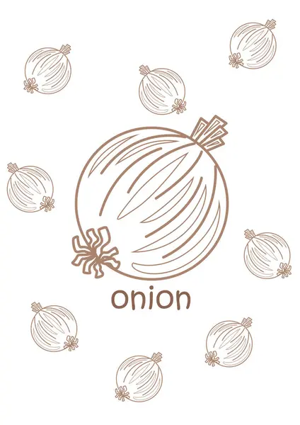 stock vector Alphabet O For Onion Vocabulary School Lesson Cartoon Coloring Activity For Kids and Adult