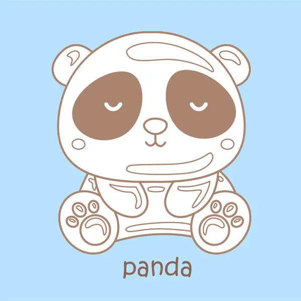 stock vector Alphabet P For Panda Vocabulary School Lesson Activity Cartoon Digital Stamp Outline