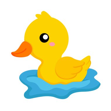 Şirin Ördek Göleti Hayvan Çizgi Filmi Vektör Clipart Yapıştırıcısı