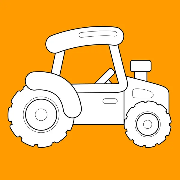 stock vector Farm Tractor Transportation Cartoon Digital Stamp Outline