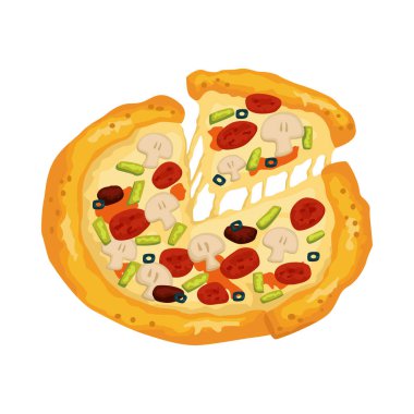 Şirin Renkli Pizza Menüsü Öğlen Yemeği Çöplüğü Çizgi Film Çizimi Vektör Clipart Çıkartma Arkaplanı