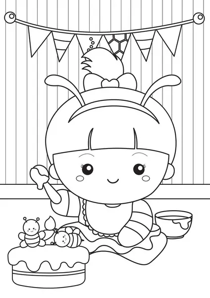 stock vector Cute Babies Kids Boy Girl Wearing Animal Bee Costume Character Cartoon Coloring Activity for Kids and Adult