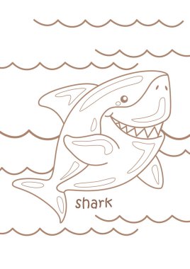 Alphabet S For Shark Vocabulary School Lesson Cartoon Coloring Activity for Kids and Adult clipart