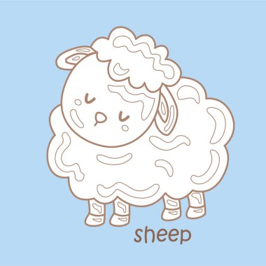 Alphabet S For Sheep Vocabulary School Lesson Cartoon Digital Stamp Outline