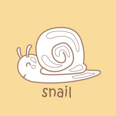 Alphabet S For Snail Vocabulary School Lesson Cartoon Digital Stamp Outline