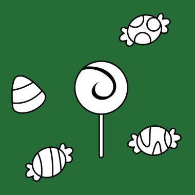 Renkli Şeker Atıştırmalığı Aksesuarları Çizgi Film Dijital Damga Özeti