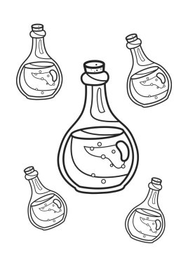Cadılar Bayramı Sembol Aksesuarları İksir Sihirli Sıvı Cadı Karikatür Çocuklar ve Yetişkinler için Renklendirme Etkinliği