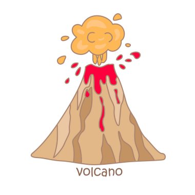 Volcano Sözcük Hazinesi Okulu Ders Çizim Vektörü Clipart Yapıştırma Arkaplanı için V Alfabesi