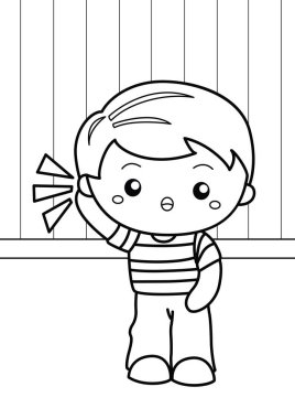 Sevimli Çocuk İfadesi Etkinlik Dinleme Çizgi Filmleri Çocuklar ve Yetişkinler için Renklendirme Etkinliği