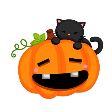 Şirin ve Komik Cadılar Bayramı Balkabağı Karakteri Sembol Çizgi Film Çizim Vektörü Clipart Çıkartma Yapıştırması Arkaplanı