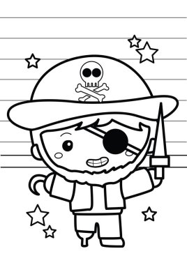 Tatlı Korsan Cadılar Bayramı Çocuk Partisi Çocuklar ve Yetişkinler için Çizgi Film Karikatür Etkinliği