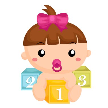 Eylemde Sevimli Bebek Bebekleri Kız Çocukları Oynuyor Bebek Duşu İllüstrasyon Vektörü Clipart Çıkartma Yapıştırması Çizgi Film Arkaplan Partisi Doğum Günü