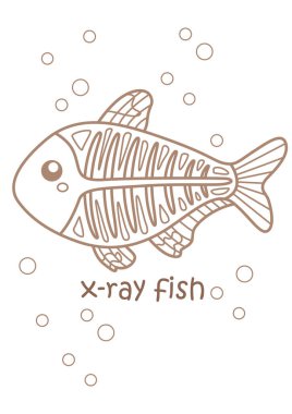 Alphabet X For Xray Fish Animal Vocabulary School Lesson Learning Reading Writing Study Lettering Cartoon Coloring Activity for Kids and Adult clipart