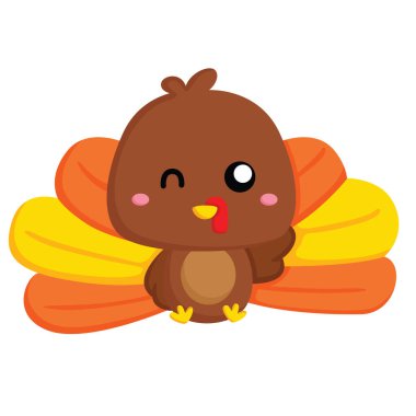 Şirin Şükran Günü hindisi güz sezonu Tatil Çizgi Filmi Çizim Vektörü Clipart Çıkartma Arkaplanı