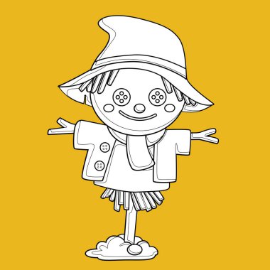 Sonbahar Şükran Günü Korkuluk Sembol Tatil Çizgi Filmi Dijital Damga Özeti