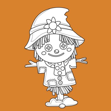 Sonbahar Şükran Günü Korkuluk Sembol Tatil Çizgi Filmi Dijital Damga Özeti