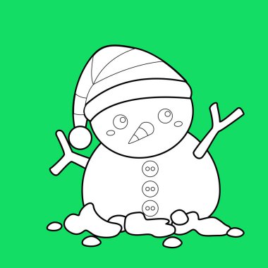 Cute Snowman Christmas Holiday Winter Season Cartoon Digital Stamp Outline clipart