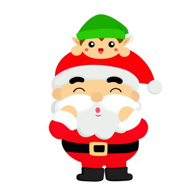 Şirin Noel Karakteri Noel Baba Çizgi Film Çizim Vektörü Clipart Yapıştırma Arkaplanı