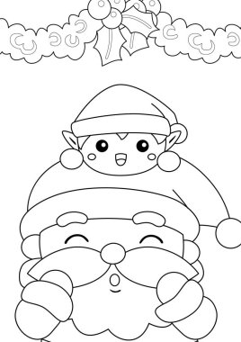 Cute Christmas Santa Claus Character Cartoon Coloring Holiday Activity for Kids and Adult clipart