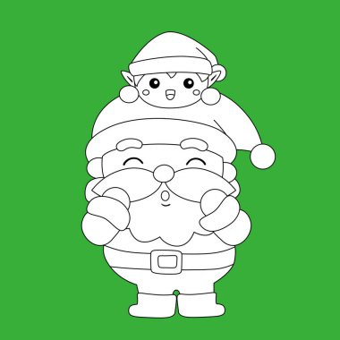 Cute Christmas Santa Claus Character Cartoon Digital Stamp Outline clipart