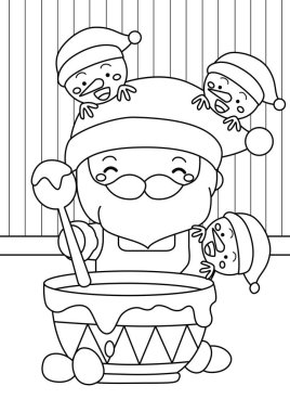 Cute Santa Claus Baking Cooking Christmas Character Cartoon Coloring Holiday Activity for Kids and Adult clipart