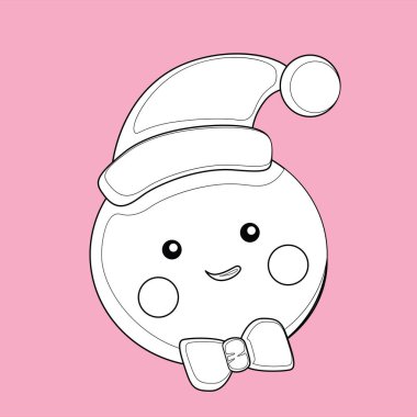 Cute Snowman Christmas Faces Character Holiday Season Cartoon Digital Stamp Outline clipart